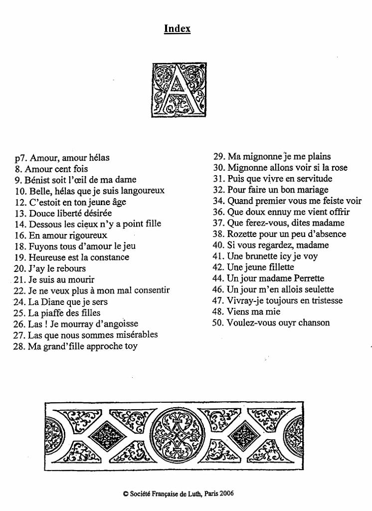 vol_31_index.jpg - Volume 31 : Chansons de Jehan Chardavoine (1576), pour voix et luth
