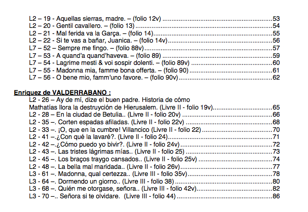 vol_42_index2.jpg - Volume 42 : 54 Chansons de vihuelistes espagnols:Villancicos, sonnets ou romances de Esteban Daza, Diego Pisador, Enrriquez deValderrabano