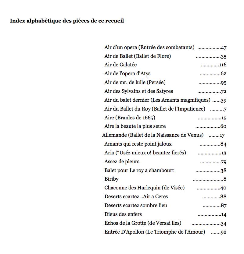 vol_54_index1.tiff - Volume 54 : Jean-Baptiste Lully : Transcriptions pour luth, théorbe et guitare baroque